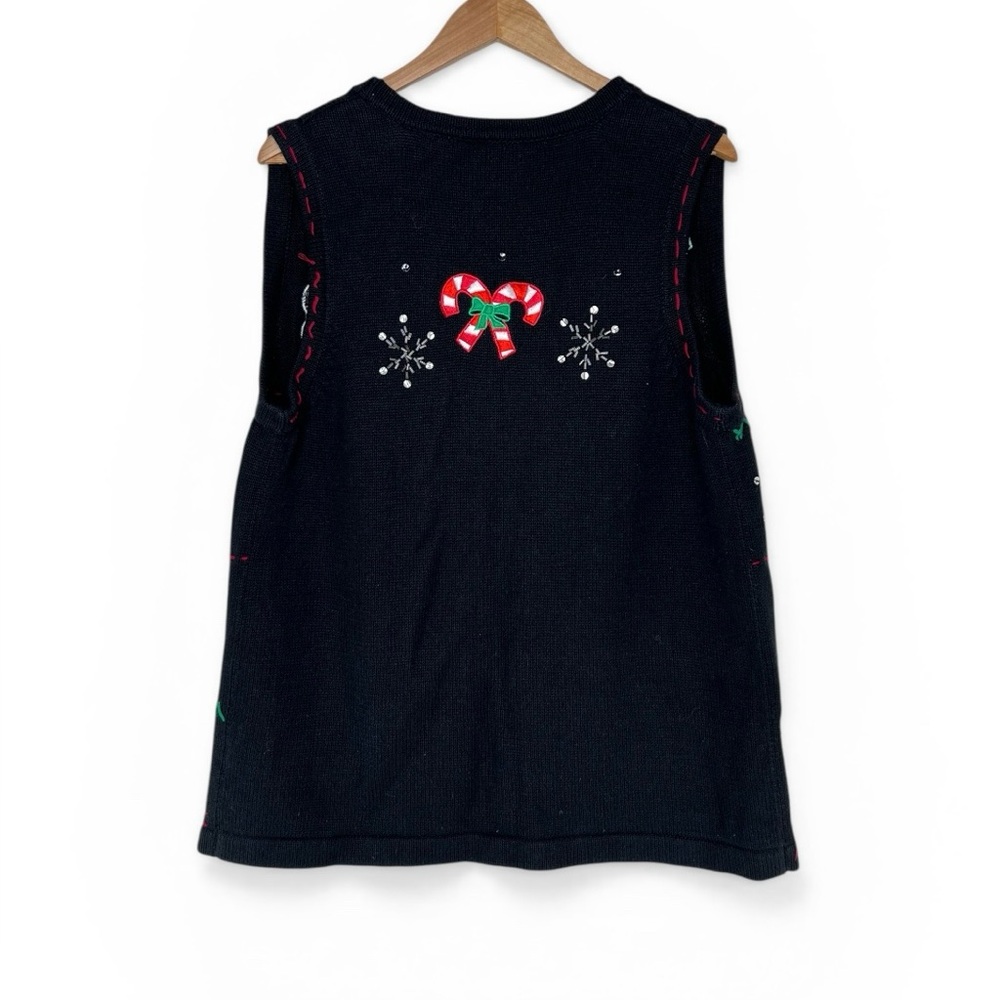 Basic Editions Vintage Christmas Sweater Vest Black Size x-large - Picture 3 of 5